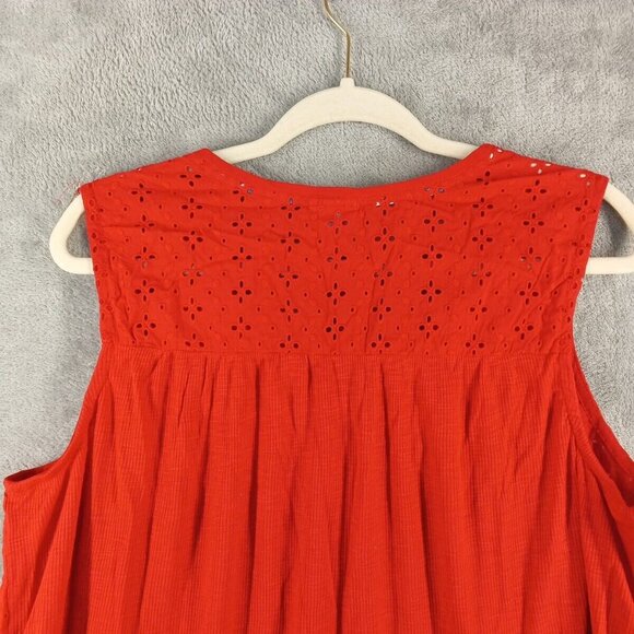 NWT Knox Rose Floral Eyelet Embroidered Top Tassel Tie Rib Knit Rebel Red - Picture 12 of 13